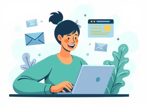 Illustration af en person, der modtager et e-mail nyhedsbrev